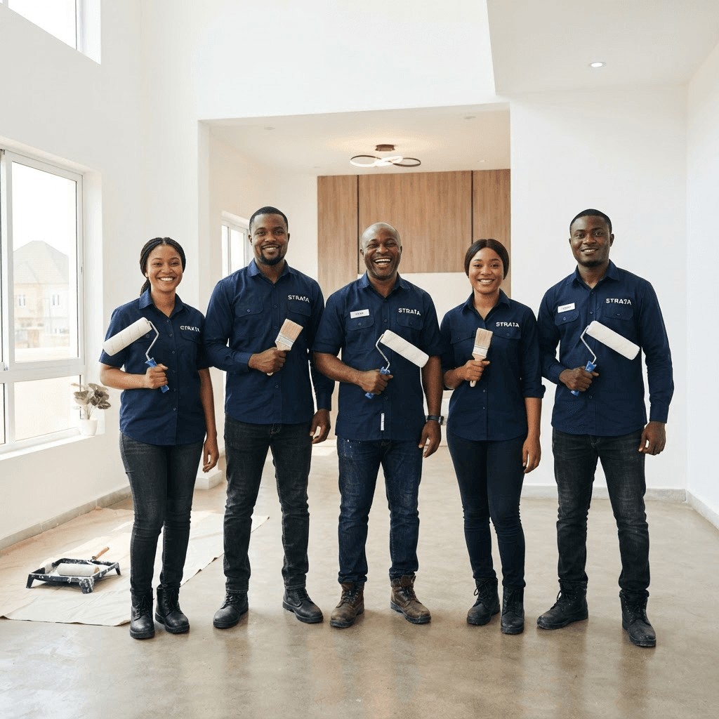The STRATA Nigeria team in a home they completed